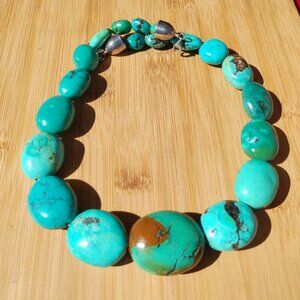 Jay King DTR X-large chunky blue Hubei turquoise necklace 925 Sterling Silver